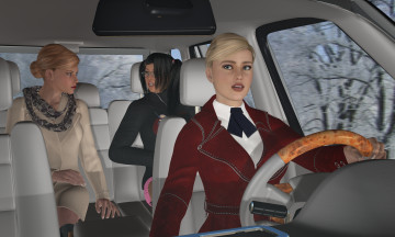 Картинка she+wolf+ii 3д+графика фантазия+ fantasy девушки взгляд фон автомобиль