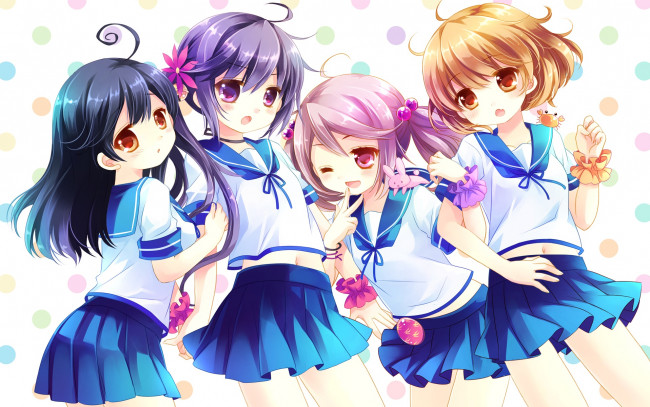 Обои картинки фото аниме, kantai collection, арт, ushio, sazanami, oboro, sakurazawa, izumi, девочки, kancolle, akebono, kantai, collection