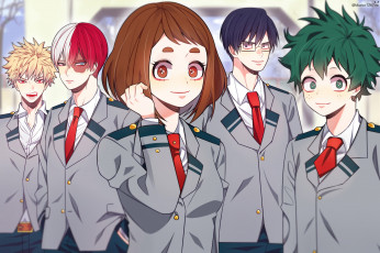 Картинка аниме boku+no+hero+academia фон взгляд девушка