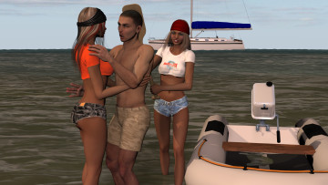 Картинка 3д+графика люди+ people девушки взгляд фон