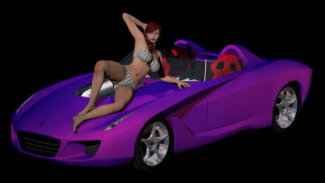Картинка 3д+графика люди-авто мото+ people-+car+ +moto фон взгляд девушка