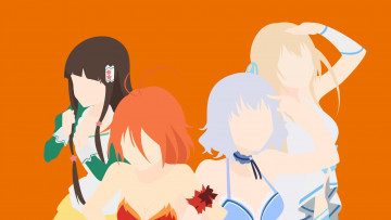 обоя аниме, amagi brilliant park, фон, взгляд, девушки