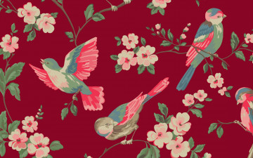 Картинка векторная+графика птицы+ птицы ветка цветы