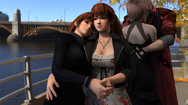 Обои картинки фото 3д графика, люди , people, девушки, взгляд, фон