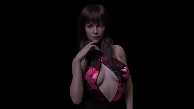 Обои картинки фото 3д графика, люди , people, фон, взгляд, девушка