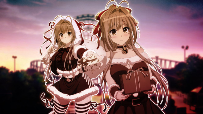 Обои картинки фото аниме, amagi brilliant park, фон, взгляд, девушки