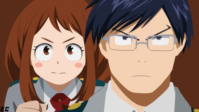 Обои картинки фото аниме, boku no hero academia, девушка, фон, взгляд