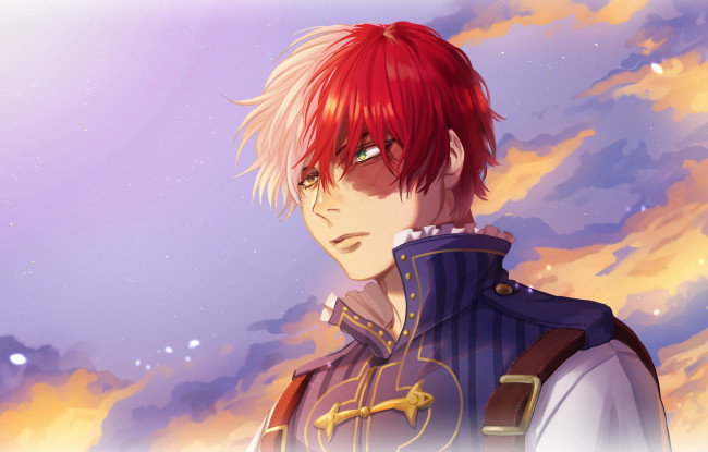 Обои картинки фото аниме, boku no hero academia, парень, фон, взгляд