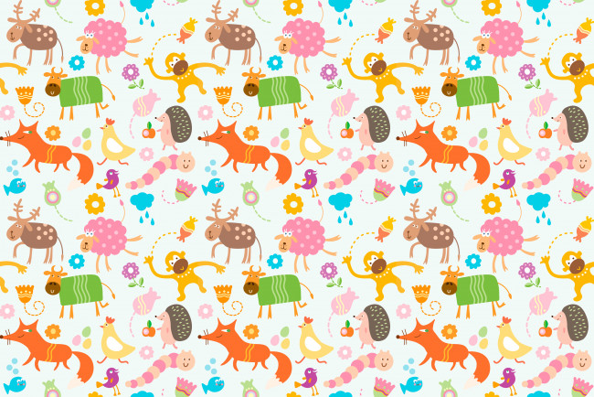 Обои картинки фото векторная графика, животные , animals, животные, курица, олень, червяк, детский, обезьяна, овца, корова, лисица