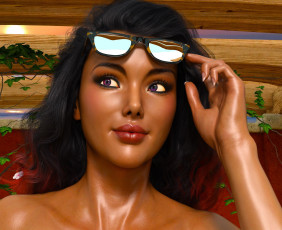 Картинка 3д+графика портрет+ portraits девушка фон взгляд