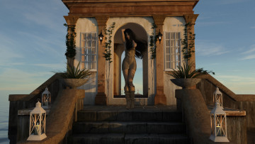 Картинка 3д+графика люди+ people девушка взгляд фон