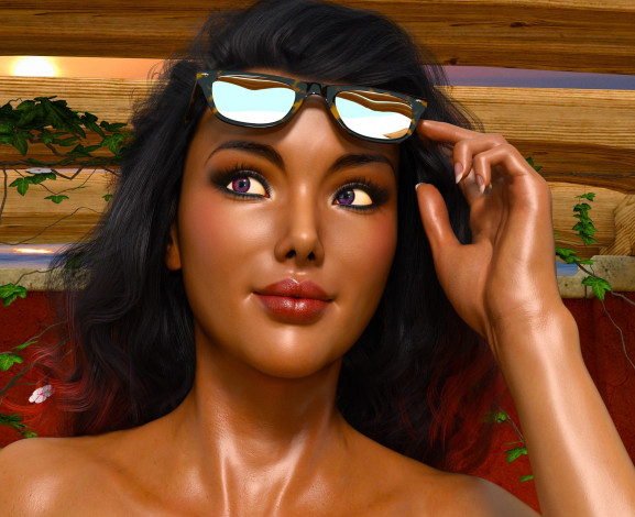 Обои картинки фото 3д графика, портрет , portraits, девушка, фон, взгляд