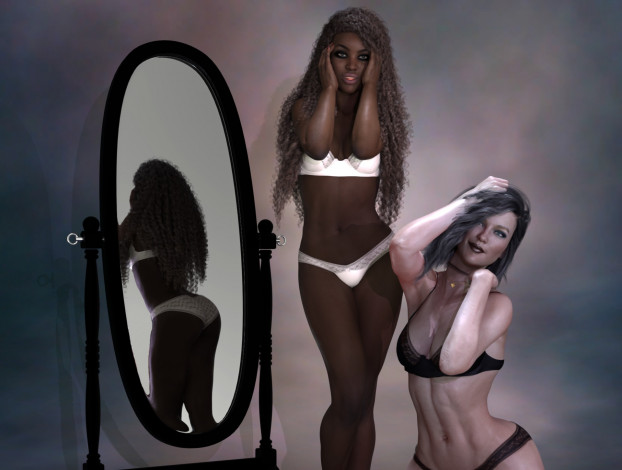 Обои картинки фото 3д графика, люди , people, фон, взгляд, девушки