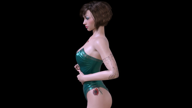 Обои картинки фото 3д графика, люди , people, девушка, взгляд, фон