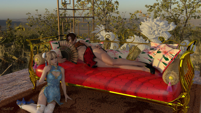 Обои картинки фото 3д графика, люди , people, фон, взгляд, девушки