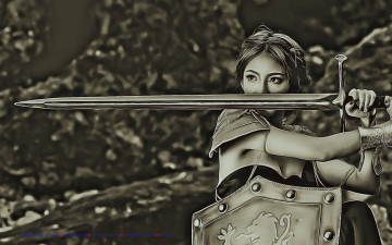 Картинка календари компьютерный+дизайн женщина щит оружие девушка меч копслей 2019 calendar