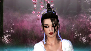 Картинка 3д+графика люди+ people девушка фон цветы