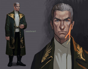 Картинка рисованное люди мужчина сюртук лицо