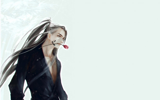 Обои картинки фото сюэ ян, аниме, mo dao zu shi, парень, роза