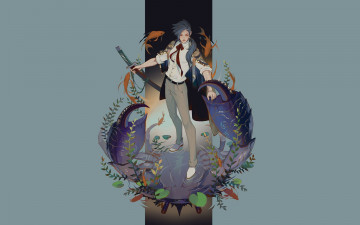 Картинка фэнтези маги +волшебники парень рыбы клешни