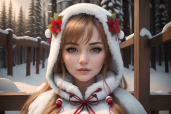 Картинка аниме зима +новый+год +рождество нейросети графика нейроарт ai art нейронные сети рисунки нейро искусство