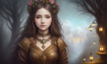 Картинка фэнтези девушки нейросети графика нейроарт ai art нейронные сети рисунки нейро искусство