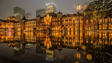 Картинка города токио+ япония токио отражение фотография железнодорожный вокзал уличный фонарь