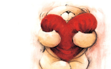 Картинка рисованное мишки+тэдди мишка сердце