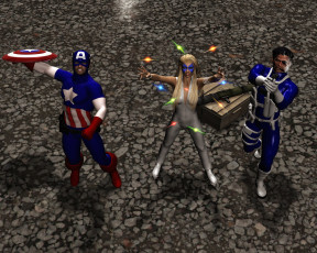 Картинка 3д+графика фантазия+ fantasy девушка супермены мужчины фон взгляд