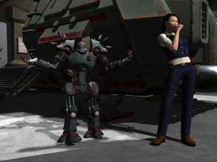 Картинка 3д+графика фантазия+ fantasy взгляд девушка робот фон