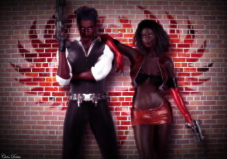 Картинка 3д+графика люди+ people парень оружие фон взгляд девушка