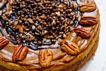 Картинка еда пироги торт карамель орехи пекан