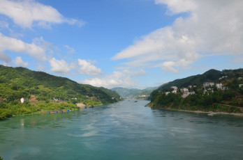 Картинка природа реки озера река холмы облака