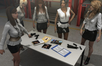 Картинка 3д+графика фантазия+ fantasy оружие фон взгляд девушки стол