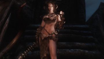 Картинка the+elder+scrolls+v +skyrim видео+игры фон взгляд девушка