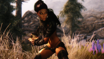 Картинка видео+игры the+elder+scrolls+v +skyrim девушка взгляд фон магия