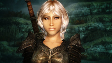 Картинка видео+игры the+elder+scrolls+v +skyrim фон взгляд девушка