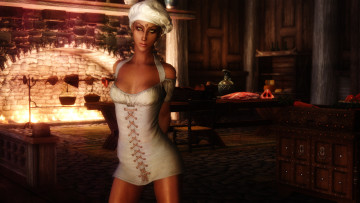 Картинка видео+игры the+elder+scrolls+v +skyrim фон взгляд девушка