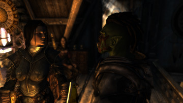 Картинка видео+игры the+elder+scrolls+v +skyrim существо фон взгляд девушки