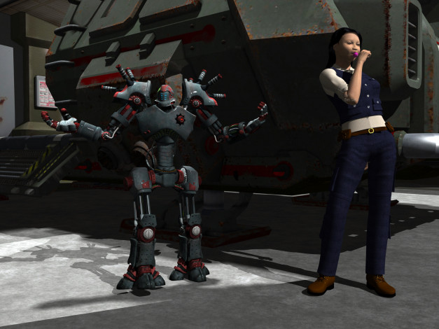 Обои картинки фото 3д графика, фантазия , fantasy, взгляд, девушка, робот, фон