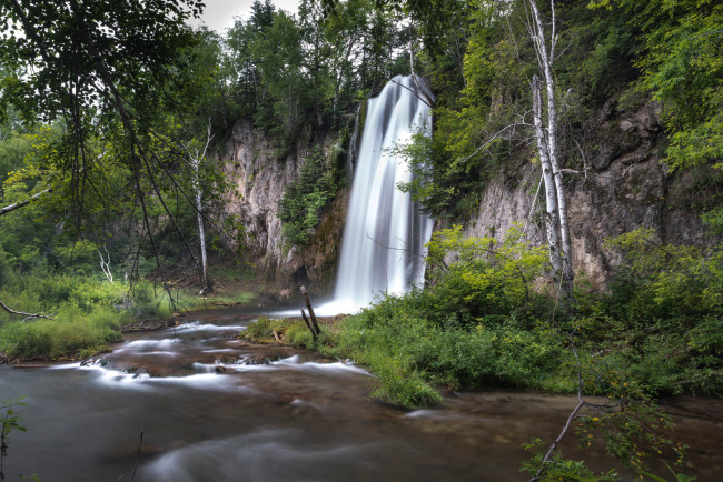 Обои картинки фото природа, водопады, лес, река, водопад