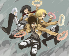 Картинка аниме shingeki+no+kyojin венки трио