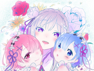 Картинка аниме re +zero+kara+hajimeru+isekai+seikatsu рем рам эмилия