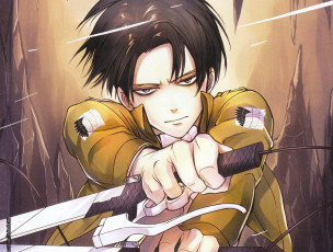 Картинка аниме shingeki+no+kyojin леви