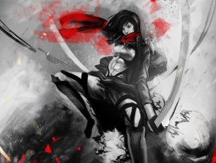 Картинка аниме shingeki+no+kyojin микаса