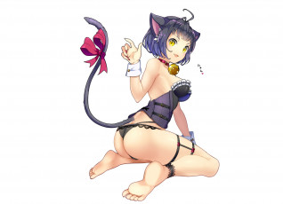 Картинка аниме животные +существа девушка