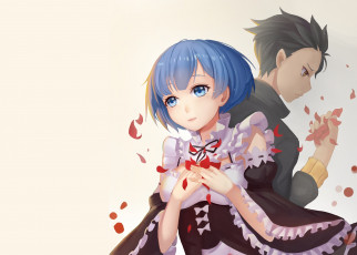 Картинка аниме re +zero+kara+hajimeru+isekai+seikatsu субару рем