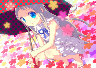 Картинка аниме anohana взгляд девушка фон