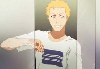 Картинка аниме bleach парень взгляд фон