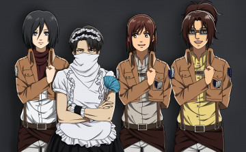 Картинка аниме shingeki+no+kyojin девушки леви